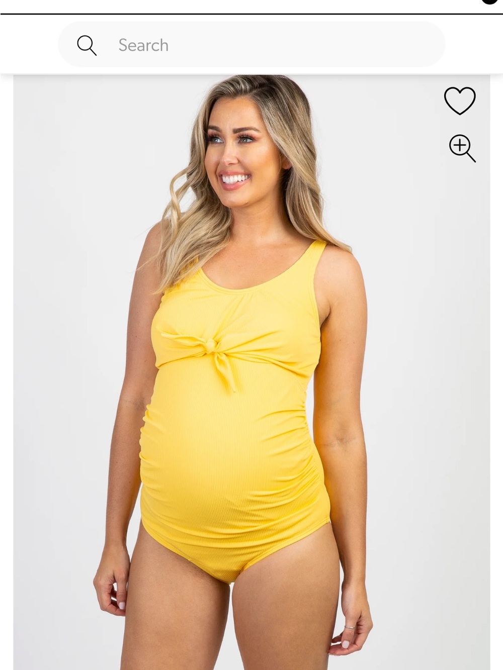 Pinkblush Yellow Ribbed Knot Maternity Swimsuit